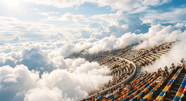 Stadium seats in clouds